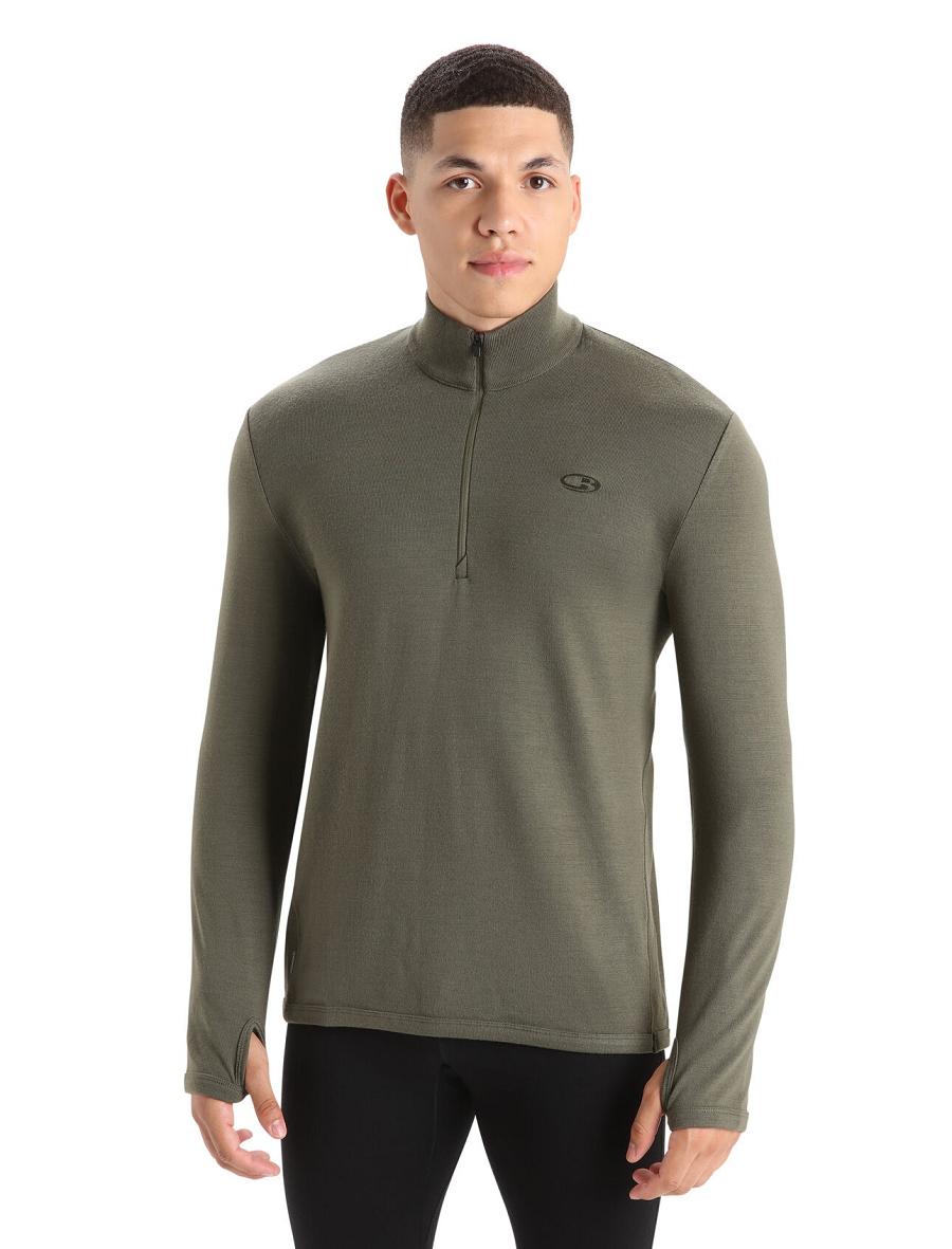 Icebreaker Merino Original Long Sleeve Half Zip Miesten Huppari Oliivinvihreä | FI 1271LISH